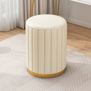 Moshidun light luxury makeup stool girls' bedroom storage ins internet celebrity makeup chair simple manicure chair dressing table stool regular style off-white pu leather + metal feet
