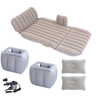 Workhorse inflatable bed for children sleeping in the car, travel bed, car rear baby sleeping pad, air mattress, vehicle bed, 3/7 points can be flocked gray + car pump (can be used for three seats, universal