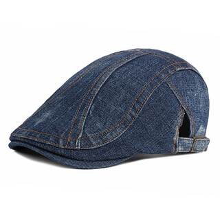 Gardenia brocade new casual washed denim beret men's korean retro painter hat women's progressive hat newsboy trend oblique figure eight dark denim blue