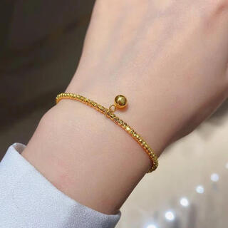 Brangdy super flash brangdy bell car flower small round bead broken gold bracelet gold transfer bead feeling brangdy brangdy bracelet with bell