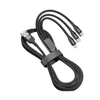 Pinsheng data cable one to three aluminum alloy shell mobile phone fast charging black 1.2 meters/cable