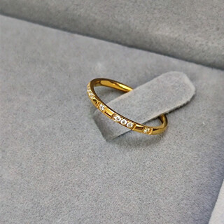 Red shadow gold-plated 18k gold 9 small diamond transfer ring stacking simple and plain beauty number 5