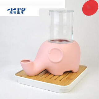 Hibiscus mingkan is not easy to wet the chin. elephant drinking fountain garfield big-faced and flat-faced drinking bowl is anti-tipping and moisture-proof ceramics. macaron powder + glass bottle + square plate
