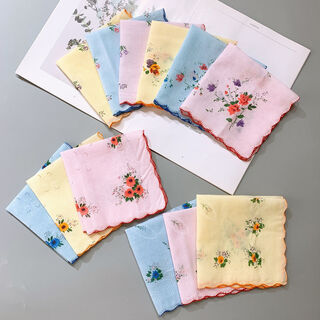 Zeluo many women's 100 cotton handkerchiefs classic nostalgic old-fashioned water-absorbent small square towels for wiping sweat, cotton long-staple cotton handkerchiefs