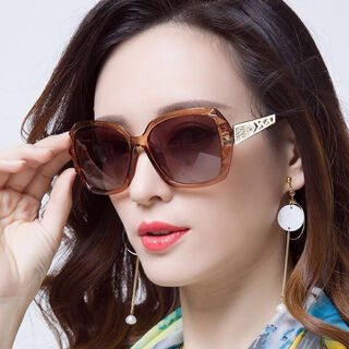 Mi jilin 2022 new new style sunglasses for women high-definition anti-blue light sunglasses women's sunglasses driving sun protection round face long face internet celebrity brown upgraded model high-definition anti-blue light
