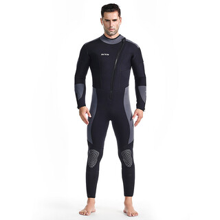 Zcco's new men's and women's diving suits, one-piece long-sleeved warm sun protection winter swimming suit, thickened jellyfish suit 5mm, black + gray s
