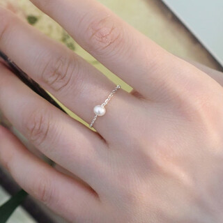 Moyanyu freshwater pearl 925 silver ring stackable simple fashionable girlfriend gift flash o chain style no. 11/finger circumference 51-52mm