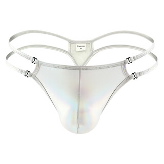 Please fashion sexy men's thong imitation leather shiny ice silk personality gay bar nightclub men's s color