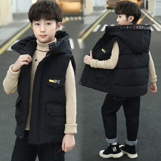 Cool meng chenchen children's vest boys jackets cotton clothes middle and large children autumn and winter clothes 8 new vests baby 3-14 years old children's clothing men's vest jackets boys thickened warm student vests black large pocket vest 160