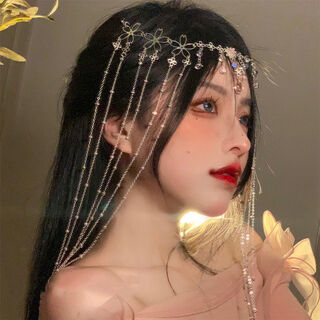 Su daji in the human world, super fairy hanfu hair accessories, flower tassel eyebrow curtain, ancient style girl 816 flower tassel water drop curtain