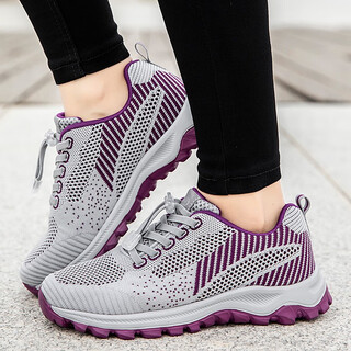 Jingtian sends shoes for the elderly, women's mothers' shoes, casual breathable mesh sports shoes, middle-aged and elderly walking shoes, non-slip soft sole granny shoes, old beijing cloth shoes, large size square dance shoes 2901 light gray women's model 36