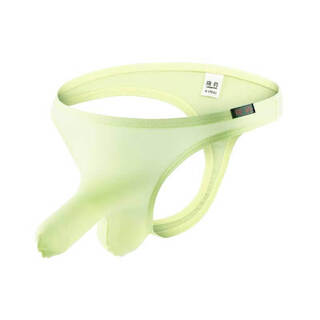 Pleasing underwear for men with empty back and exposed arms, sexy thong, comfortable ice silk gun bullets separated translucent men's s white