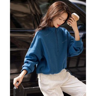 Demana intelligent relaxation winter simple style cotton letter silicone print fashionable stand collar zipper sweater women's top