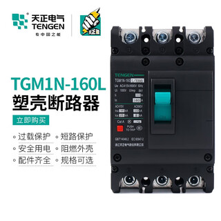 天正电气TGM1N-160L/3300 塑壳断路器3P 4P三相380V空气开 TGM1N-160L/3300(3P) 160A