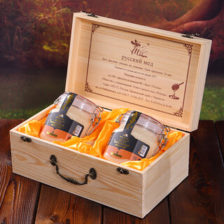 Honey bear russian honey original imported sea buckthorn honey pure natural authentic linden tree honey nutritional crystallized honey food gift box linden tree honey 1000g x2 bottles + wooden gift box