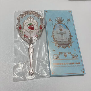 Flower knowledge beauty tool set dot paint brush peripheral strawberry rococo handheld mirror powder hairpin cosmetic mirror strawberry rococo blue 1 piece
