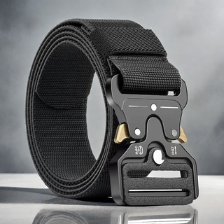 Wanjiazhen canvas belt men's automatic buckle tactical belt casual pants belt nylon woven belt alloy buckle military training belt black belt alloy buckle