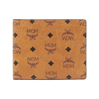 Mcmvisetos bifold wallet with card holder cognac