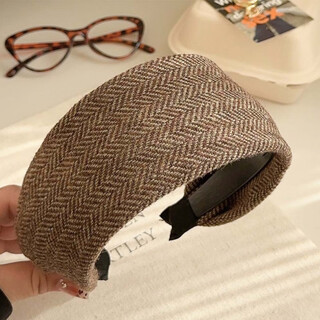 Mr. ouyang's wide-brimmed hairband for women 2026 new style old money style high skull headband light luxury temperament widened hairpin headwear brown b00-303