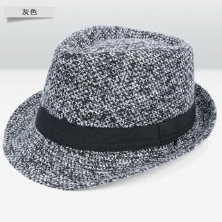 Oufandi korean style trendy top hat for men and women, woolen gentleman's jazz hat, british and western cowboy hat, retro panama hat, autumn and winter l116 gray, one size fits all (56-59cm)