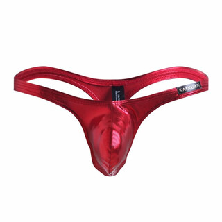 Roselex confidential delivery men's sexy underwear temptation thong imitation leather patent leather sexy bulge s red