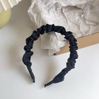 Chuxiang braided hairbands for women, hairpins, high headbands, retro, versatile, out-and-out hair-pressing headbands, wide edges, pleated black (small) a21