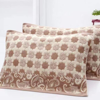 Porphyry old shanghai pillow cover, old-fashioned pillow cover, thickened and enlarged, a pair, soft cartoon, non-fading, cross flower brown color, one price 50*73cm