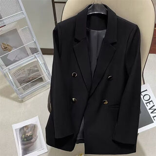 Kahtop2025 spring and autumn new style small suit jacket women korean style straight casual fashion temperament slim suit top mim black xl 115-125jin jin is equal to 0.5 kg