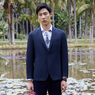 Youngor suit spring and autumn business casual fashion wool plaid suit jacket navy xl (180/100a)