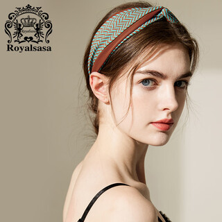 Royal sasa royal salsa headband for women korean wide-brimmed adult printed headband fabric hair accessories hairpin hairpin headband headband caramel color ca