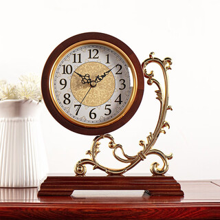 Hanshi (hense) table clock european-style solid wood living room retro desktop clock ornaments home table clock display quartz clock hd216 brown quartz movement