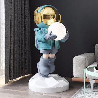 Palm tree astronaut welcome living room large floor-standing decoration home accessories next to tv cabinet large astronaut opening gift galaxy light-blue/height 80cm