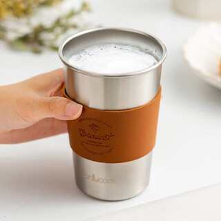 Onlycook 304 stainless steel handy cup anti-scalding children's water cup mouth cup household beer cup leather cover coffee cup single