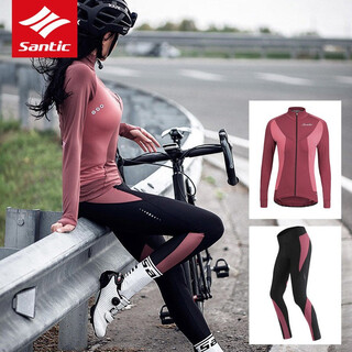 Sendike cycling jersey women's long-sleeved top autumn and winter new thin fleece warm road cycling clothing cycling clothing arden top + baoshan trousers set xl