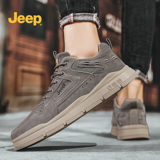 Jeep jeep men's shoes spring men's fashion casual shoes outdoor workwear sports hiking shoes men steel gray upgrade 41 (leather shoe size) upgrade