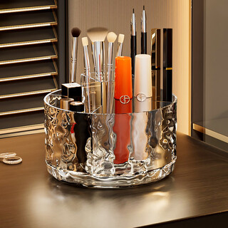 Kaman makeup brush storage box rotating lipstick cosmetics storage box desktop pen holder skin care products eyebrow pen eyeliner brush bucket transparent rotating storage box 1