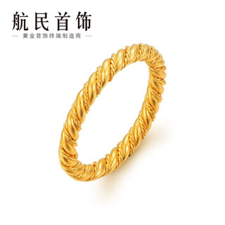 Hangmin jewelry gold ring pure gold 999 ancient jiangnan rain twist ring xyh1112 labor cost 160 yuan/piece 5.10g no. 15