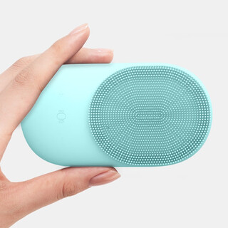 Heating introduction facial cleansing instrument electric silicone facial cleansing instrument ultrasonic seven-level waterproof brush facial pore cleaner green