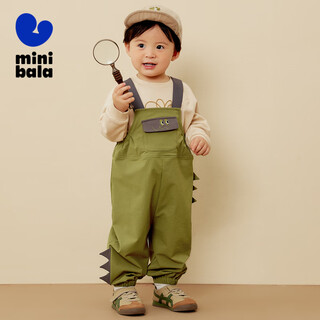 minibala【恐龙系列】迷你巴拉巴拉男童女童背带裤宝宝运动休闲儿童长裤 橄榄绿40806 110cm