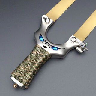 High-precision stainless steel slingshot, little monster, no binding, quick pressure, enhanced outdoor practical competition, recurve devil flat leather bow, blue-eyed little monster naked bow