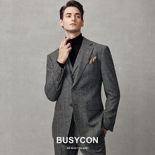 Busycon wool suit men's suit high-end gray groom wedding dress men's business casual british style professional formal wear gentleman gray (top + vest + pants) l 50 reference weight 135-145 jin jin is equal to 0.5 kg