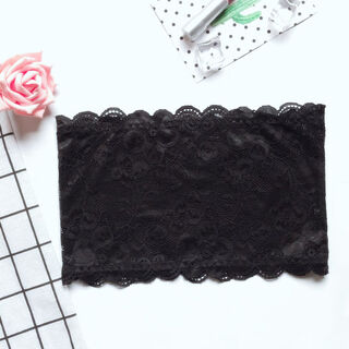 Xianfei 2-piece anti-exposure tube top girl strapless lace bra student anti-slip underwear one-word upgraded version two pieces black one size fits all (70-125jin jin is equal to 0.5 kg)