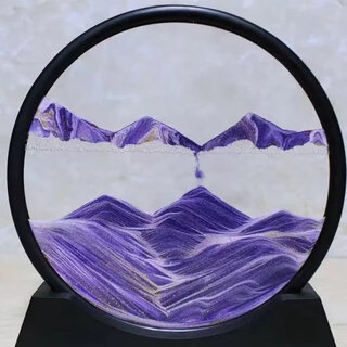 Zanlutong quicksand painting ornaments, decompressed sand wine cabinet, tv cabinet, office desk decoration, artistic creative gift for friends, dreamy purple, medium size + base