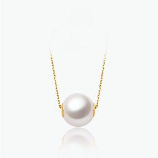 Mu qin 18k gold freshwater pearl passepartout pearl necklace for girlfriend, simple and versatile for daily commuting 18k gold-gold/9-9.5mm