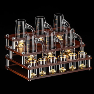 Cristalglass jinshan white wine glass set 2-2 points, small mouthful bullet cup, home creative, high-end, high-end chinese wine set, 6 jinshan gold cups + 6 jinshan models + cup holder