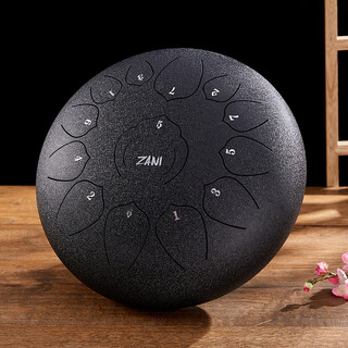 ZANi空灵鼓12寸无忧鼓13音钢舌鼓6寸8音空靈鼓儿童手碟鼓打击乐器 12寸13音C调【浮莲款】-碳钢-黑耀文