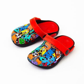 Aihukang 2023 cute cartoon beach shoes aihukang new children's silicone crocs baby summer soft sole anti-slip sandals graffiti monster black 27 inner length 16.5cm warm tips one size small
