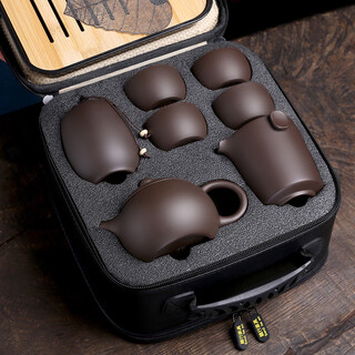 Jingzhou zisha portable travel tea set tea tray set logo customized original mineral zisha pot as a birthday gift for teachers and classmates no words and elegant style tang 09 xishi pot travel pack