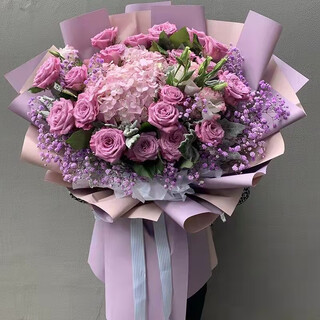 Ranzi flower shop flower express pink rose lily sunflower mixed bouquet birthday gift nationwide delivery real flowers korean purple rose hydrangea mixed bouquet
