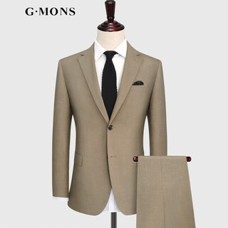 G mons suit men's business suit men's suit suit wedding groom's suit men's professional light formal suit men's gray brown top + pants two-piece set 48